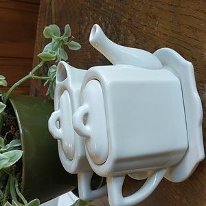 Restoration hardware white China Tea Set Crreamer Sugar 5 piece